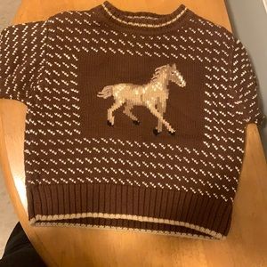 Brown sweater with horse, size 2t
